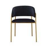 Scaun de living negru din catifea poliester si metal Golden Gala